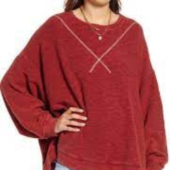 Free People Come Again Tee -RED-L NWT - Picture 2 of 3